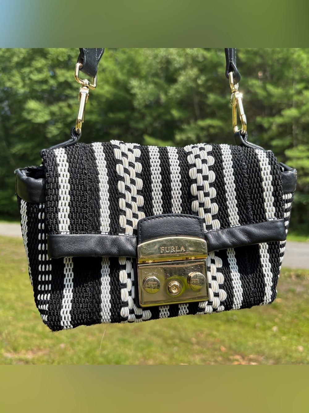 Furla Woven Metropolis Crossbody Bag